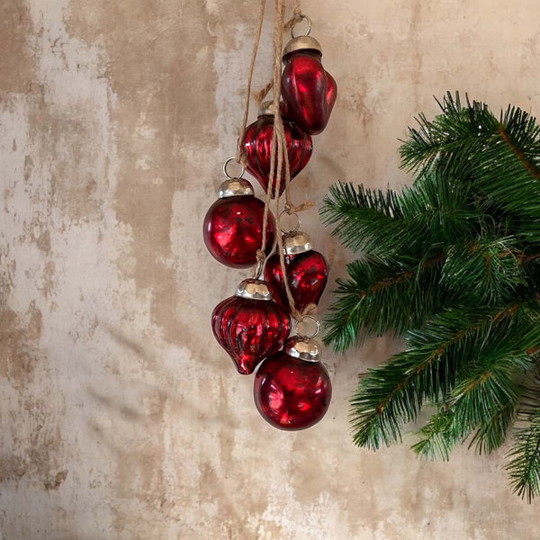 shiny red bunch of baubles - set of 2