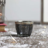 GREY GLASS TEA LIGHT HOLDER set of 3