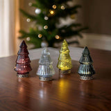 SILVER LIGHT UP GLASS CHRISTMAS TREE 14cm