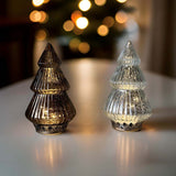 BRONZE LIGHT UP GLASS CHRISTMAS TREE 22cm