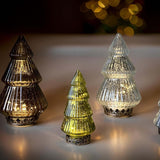 YELLOW LIGHT UP GLASS CHRISTMAS TREE 16cm