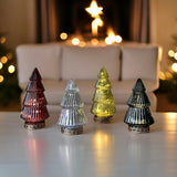 RED LIGHT UP GLASS CHRISTMAS TREE 16cm