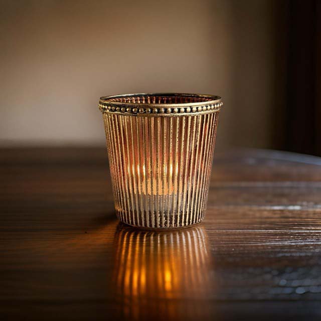 stripy tea light holder