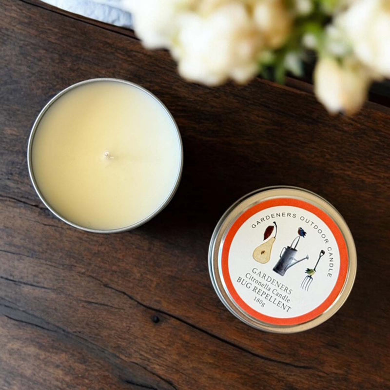 lrg silver citronella tin candle