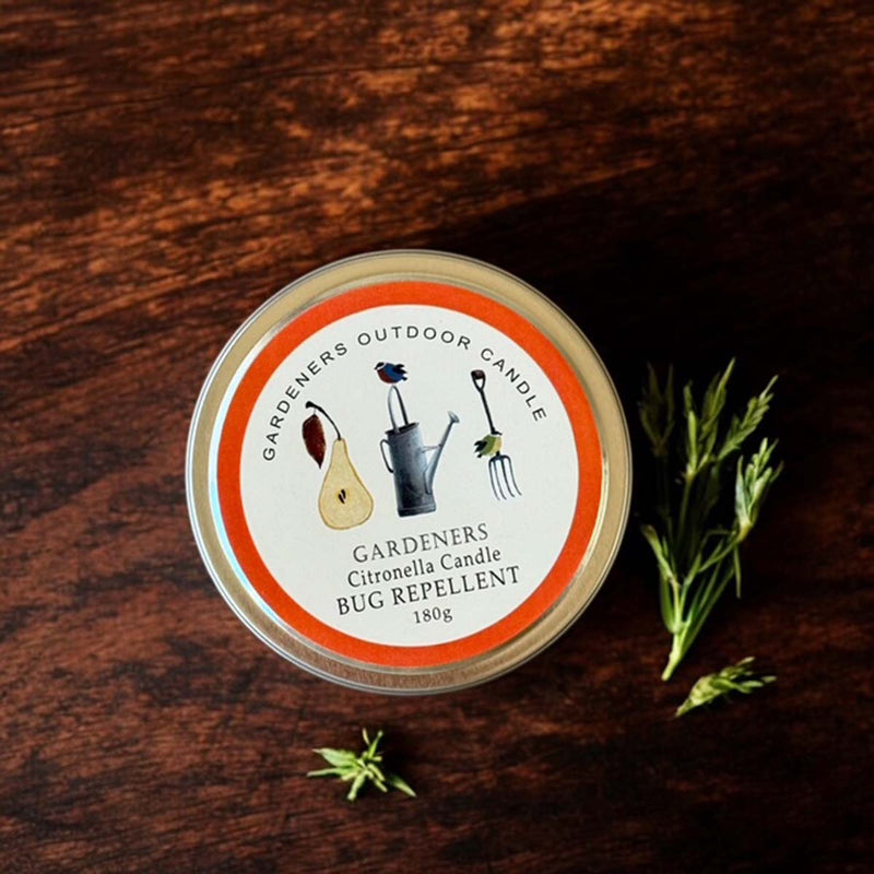 lrg silver citronella tin candle