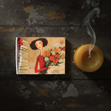Lady & bouquet safety match box