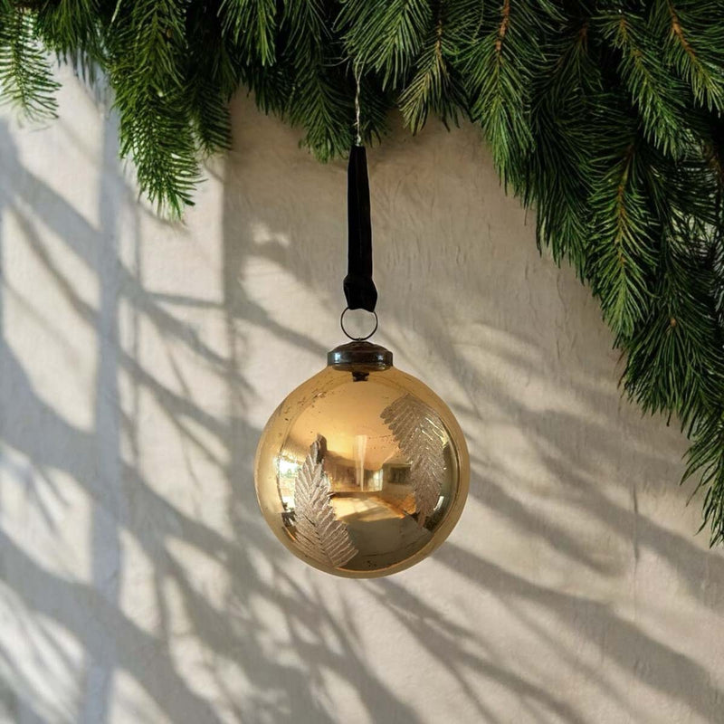 10cm shiny gold cut bauble - set of 2