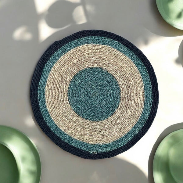 SEAGRASS PLACEMAT NAT/BLUE (W)