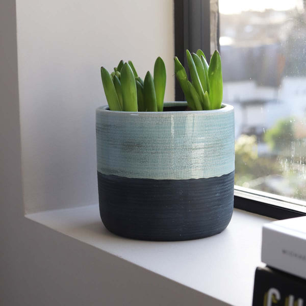 14 CM SKY BLUE 2 TONE POT(W)