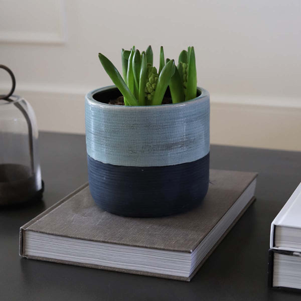 14 CM SKY BLUE 2 TONE POT(W)