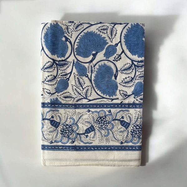 Blue blockprint tablecloth