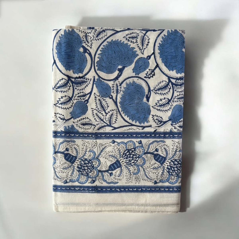 Blue blockprint tablecloth