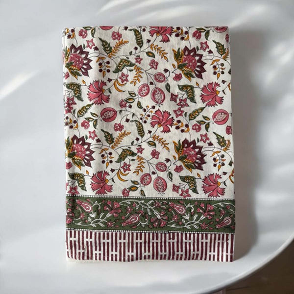 pink green multi tablecloth