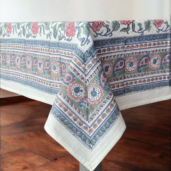 blue peach multi tablecloth