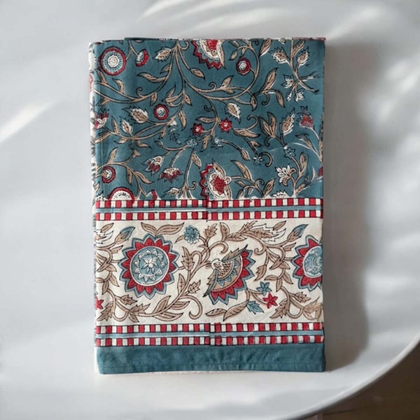 blue red floral table cloth