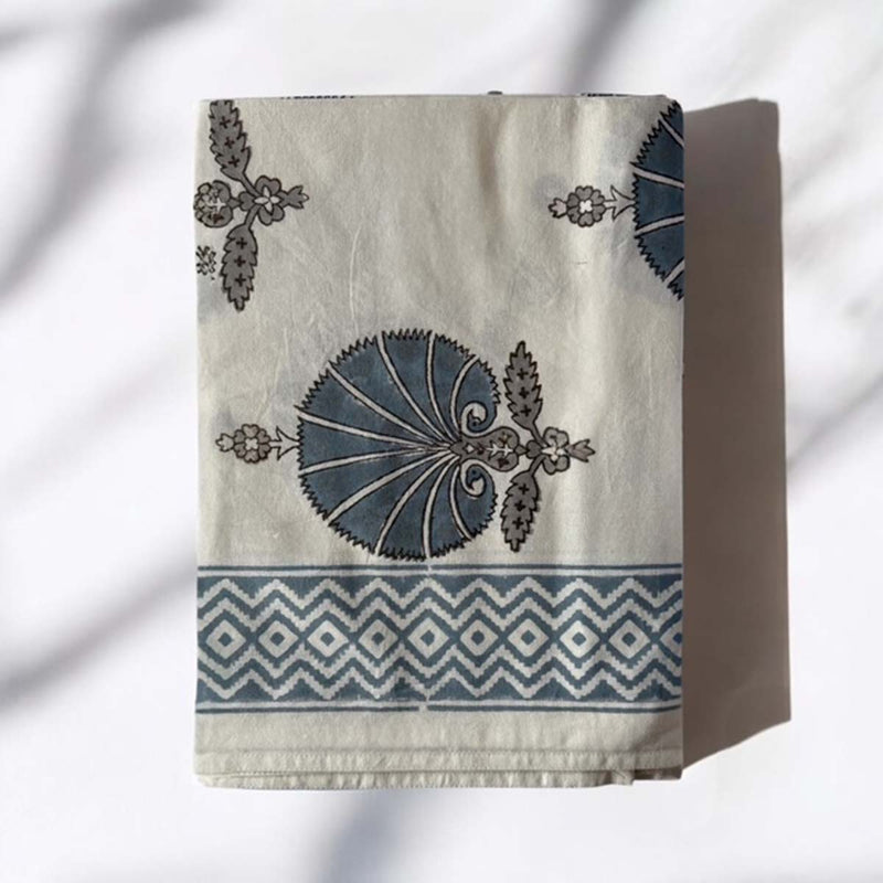 soft blue motif tablecloth