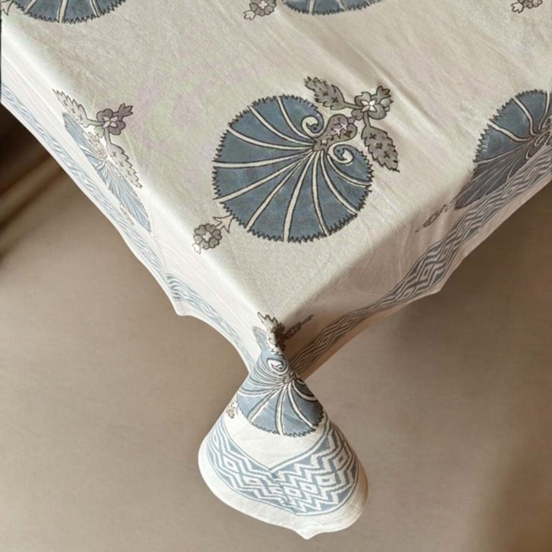 soft blue motif tablecloth
