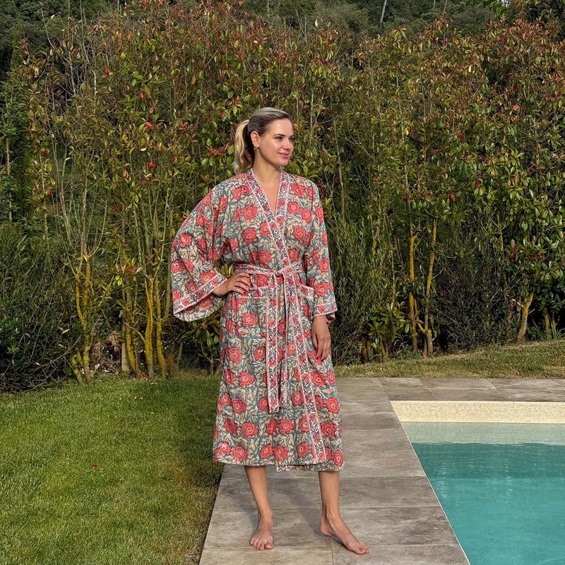 blue/peach morning gown