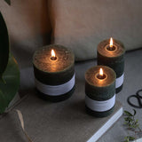 moss green  10x10cm rustic pillar candle