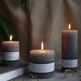 light grey 10x10cm rustic pillar candle