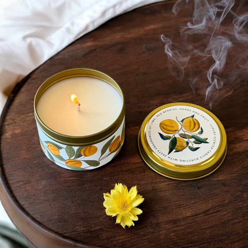 lemon tree scented candle tin
