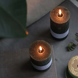 moss green  7x13cm rustic pillar candle