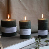 moss green  7x13cm rustic pillar candle