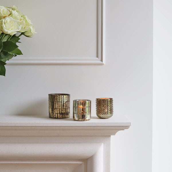 MERCURY SMALL BOBBLE TEA LIGHT HOLDER (W)