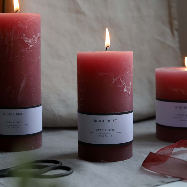 dusty pink 7x13cm rustic pillar candle (W)