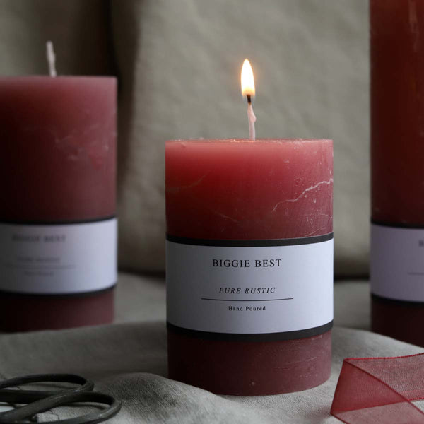 dusty pink 7x10cm rustic pillar candle (W)