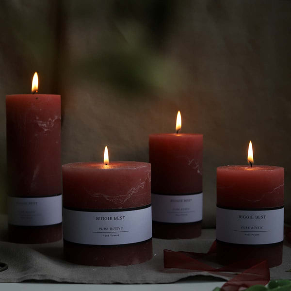 dusty pink 7x10cm rustic pillar candle (W)