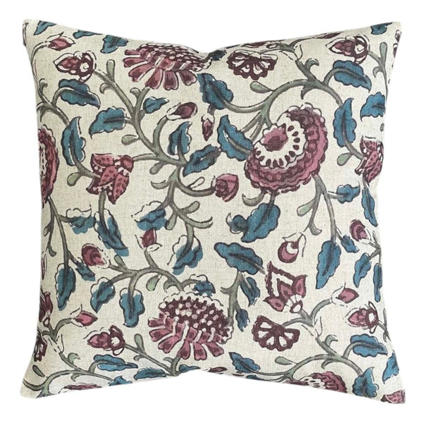 fleur blue/red cushion