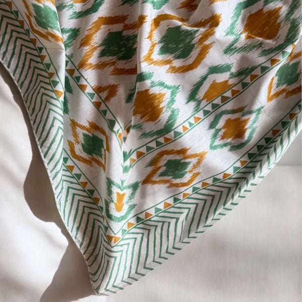 ochre/green ikat scarf