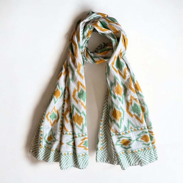 ochre/green ikat scarf