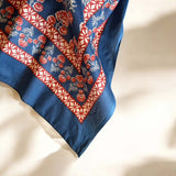 deep blue flower block print scarf