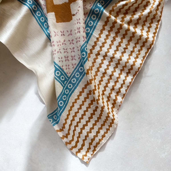 brown /blue fern  scarf