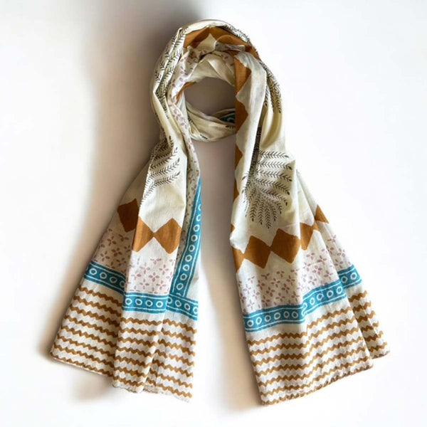 brown /blue fern  scarf