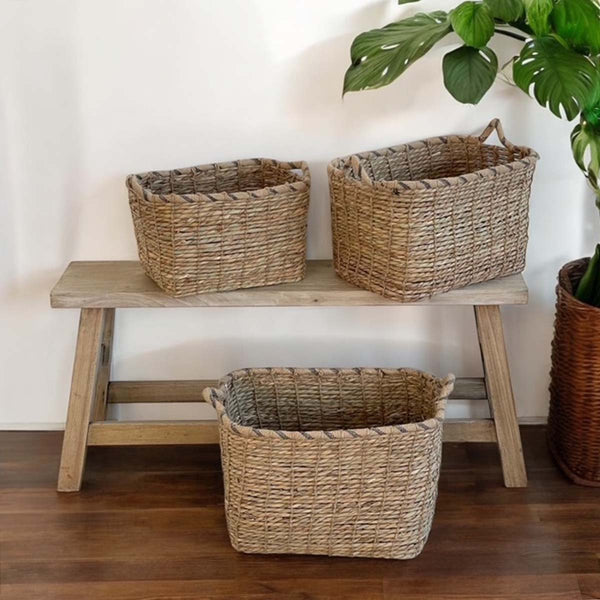 set of 3 basuki rectangle baskets