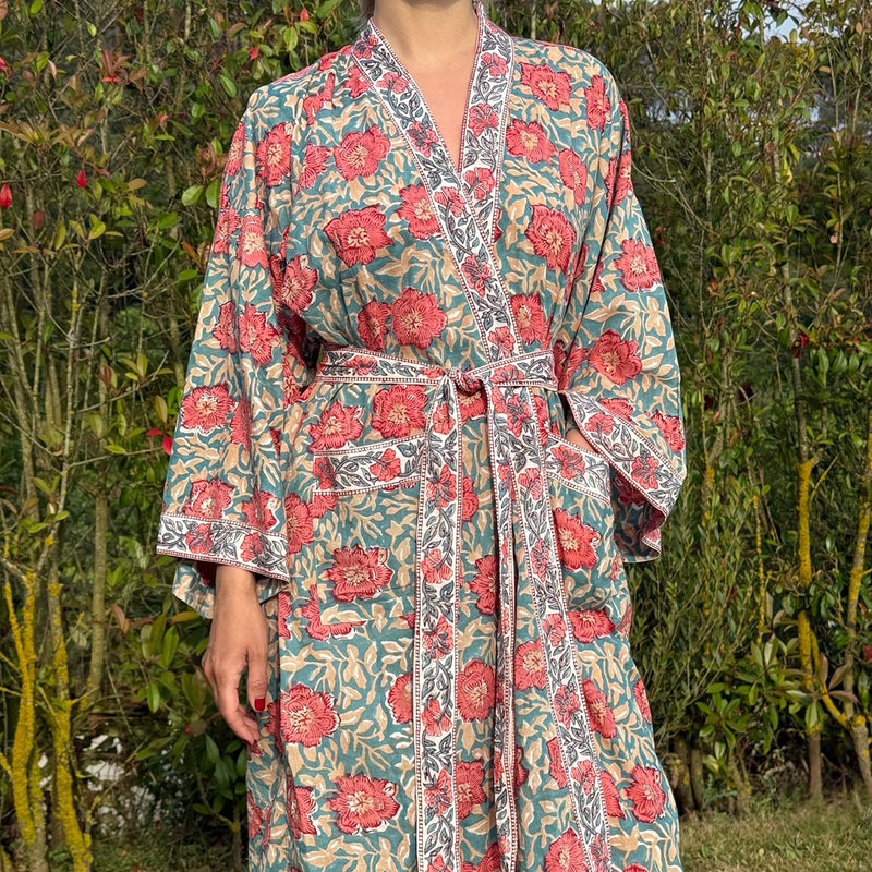 blue/peach morning gown