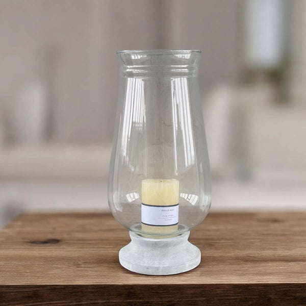large cement glass hurricane (W)