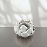 soft grey ceramic lotus tealight