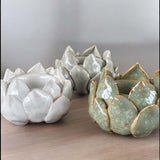 green ceramic lotus tealight