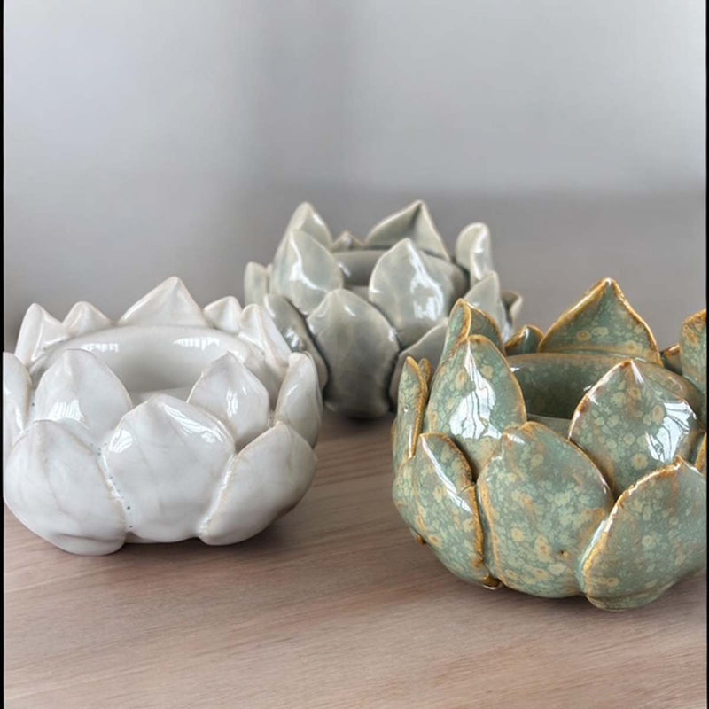 green ceramic lotus tealight