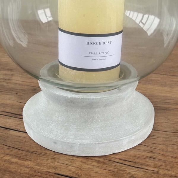 large cement glass hurricane (W)