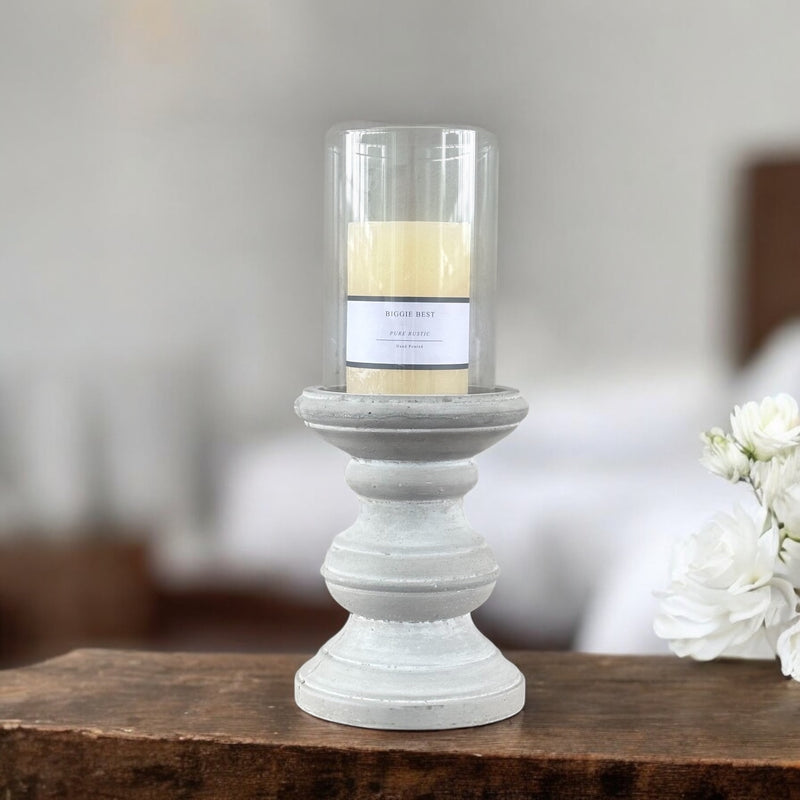 large cement glass candle holder