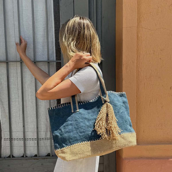 indigo jute casual bag