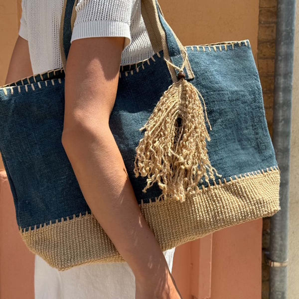indigo jute casual bag