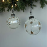 gold star etched clear bauble
