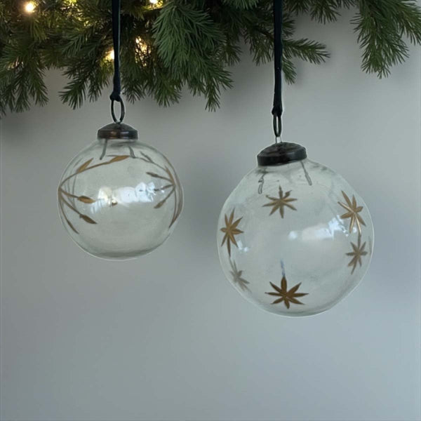 gold star etched clear bauble