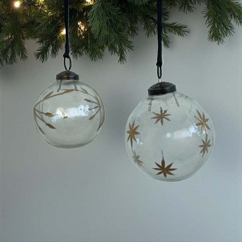 gold star etched clear bauble